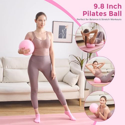 Home Pilates Kit Pilates Equipment Set for Women, Pilates Essentials Kit - color: Rose Pink - 11 Pieces Kit