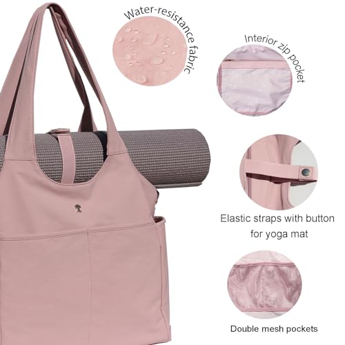 ESVAN Yoga Tote Bag Mat bag Women Shoulder Bags Carryall Tote for Travel Office Workout Gym Nurse Beach - color: Pinklish Purple