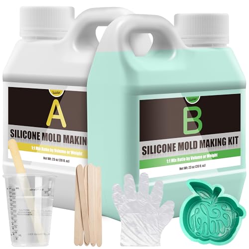 Silicone Molds Making Kit 46oz, Super Elastic 15A Silicone Rubber for DIY Mold Making, Silicone 1:1 Mixing Fast Curing Silicone Mold Kit for Casting Resin Molds, Candle Molds, Soap Mold, Craft (Green) - color: Green, 46oz
