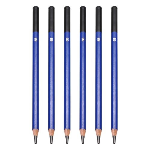 PATIKIL 6B Drawing Pencils for Sketching, 6PCS Sketch Pencils for Drawing Art Pencils Graphite Wood Pre-sharpened for Drawing Sketching Artists, 6B Pencils - size: 1 Count (Pack of 1), style: 6B