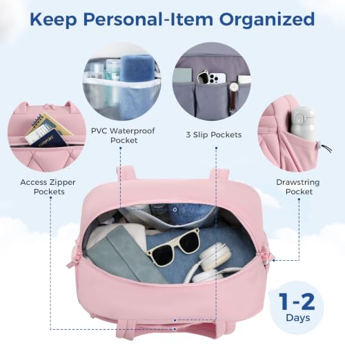Women's Duffle Gym Bag, Carry-On Shoe Compartment for Weekender Overnight - color: Light pink, size: Medium