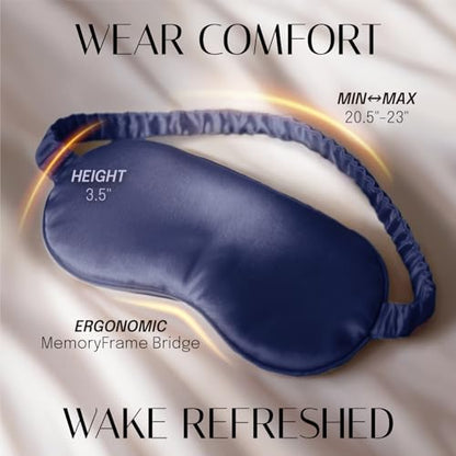 Silk Sleep Mask Eye Mask Blindfold with Double Layer Silk Filling and Elastic Strap for Full Night's Sleep, Travel and Nap, Soft Eye Cover Eyeshade with Luxury Bag and Ear Plugs by OLESILK (Navy Blue) - color: Navy