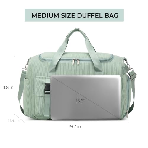 Eslcorri Gym Duffle Bag for Women Men, Sports Backpack with Wet & Shoe Compartment, Fitness Overnight Weekender Bag for Yoga, Swim, Travel (Corduroy, Corduroy Beige) - color: Corduroy Beige