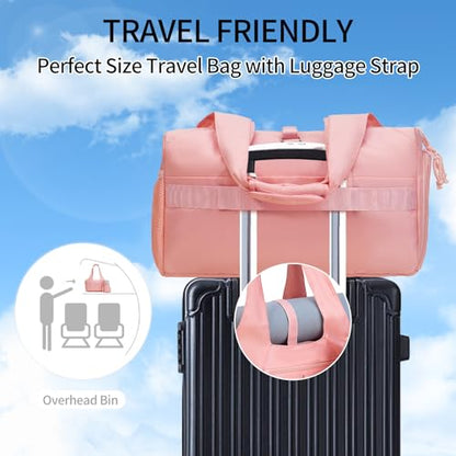 Handbag for Women Yoga Bag Large Capacity Yoga Pad Buckle with Shoe Compartment Water Bottle Sports Gym Bag Travel - color: A02-pink