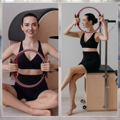 Syhood Pilates Ring 11. 81 Inch Pilates Circle Yoga Ring Magic Lightweight Flexible Workout Equipment for Fitness Physical Therapy Resistance Exercise Arms Legs - color: Light Brown