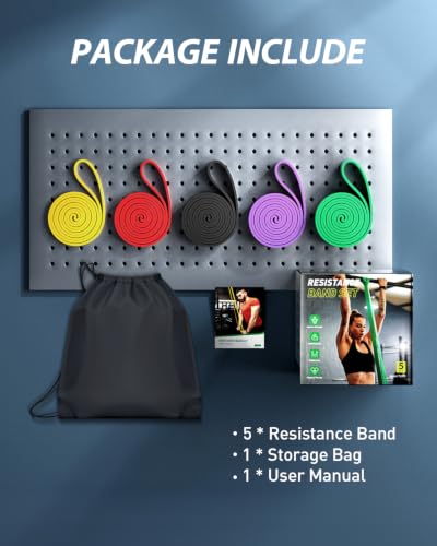 Dapofajo Resistance Bands for Working Out: 5-Level Anti-Snap Silicone Bands
