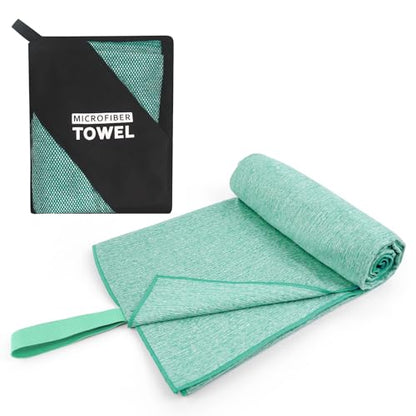 Microfiber Travel Towel for Body Quick Dry Beach Yoga Mat Hiking Backpacking Swimming Pool Camping Towel(Light Green, 1 Pack XL(31.5X70 Inch) - color: Light Green, size: 1 Pack XL(31.5X70 Inch