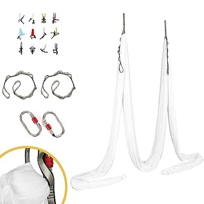 Kojem Aerial Silk Fabric Yoga Swing Kit For Fitness Yoga Inversions Flexibility Core Strength Dance White Nylon Fabric 6.6/13.1 Yards - size: 13.12 Yards