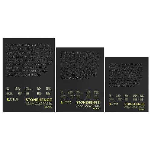 Stonehenge Aqua Black Medium Weight Pad, 140lb, Coldpress, 5 x 7 Inches, 15 Sheets for Wet and Dry Media - size: 5 x 7