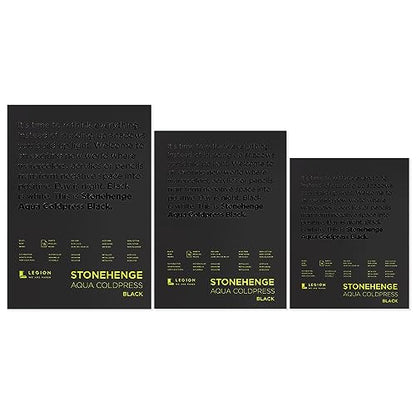 Stonehenge Aqua Black Medium Weight Pad, 140lb, Coldpress, 5 x 7 Inches, 15 Sheets for Wet and Dry Media - size: 5 x 7
