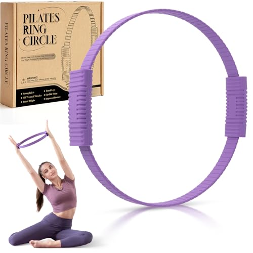 Krightlink Pilates Ring Circle, 14" Magic Circle Pilates Rings for Focusing on Toning Inner Thighs, Arms, and Core, Fitness Exercise Ring Workout Ring for Yoga and Pilates - color: Purple