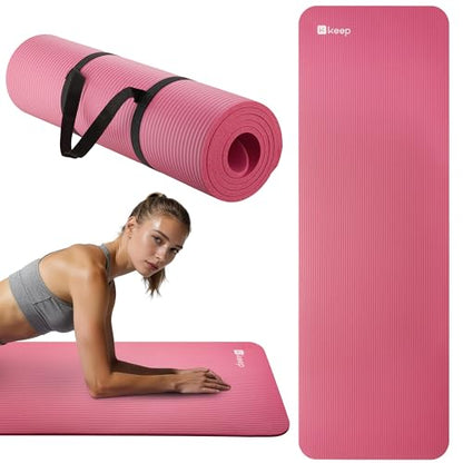 KEEP Extra Thick NBR Yoga Mat - color: pink, size: 72”x24”x10mm