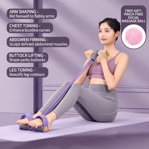6-Tube Elastic Yoga Pedal Puller Resistance Band - color: Purple