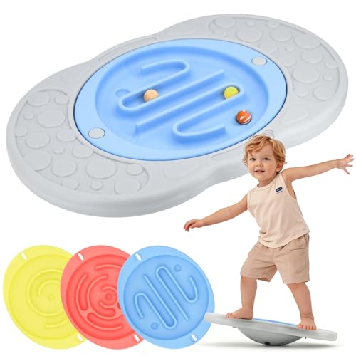 Maze Balance Board for Kids Toddlers Wobble Board for Core Balance Training - color: Gray