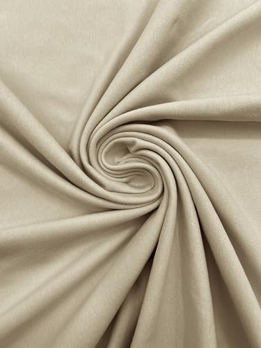 EOVEA - Cotton Spandex Fabric by The Yard - 4 Way Stretch Jersey Knit - Spandex & Cotton T-Shirt Fabric - Lightweight, Breathable - 60" Wide Roll| 10 oz(Cream, 1 Yard) - color: Cream, size: 1 Yard