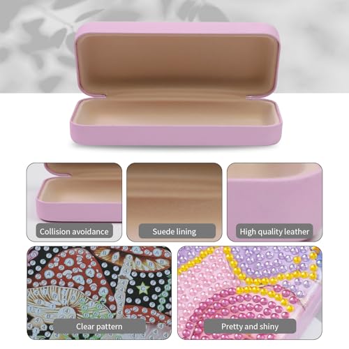 FlyingMage 5D Diamond Art Painting Kit, Hard Shell Eyeglasses Glasses Case | Mable DIY Diamond Dots, Small Gem Art Paint Mosaic Kits, Cute Rhinestone Sunglasses Case for Adults Beginner Women - color: Pink Marble