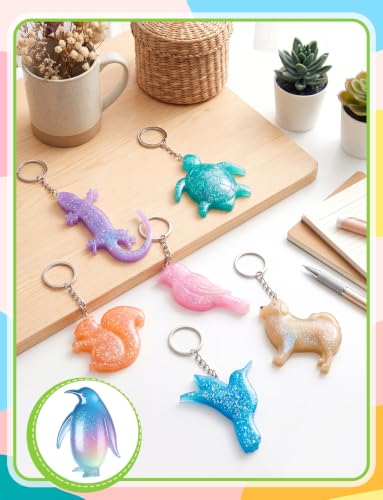 16 Style Marine Terrestrial Amphibious Animals Keychain Epoxy Mold | 24 Pcs Key Ring Accessory, Silicone Mold Keychain Making Mold for Epoxy Resin Casting Craft DIY Pendants Ornaments Gift - color: Animals white
