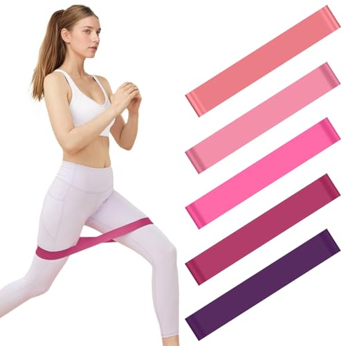 5 Packs Exercise Resistance Bands,Loop Bands for Workout, Fitness Training Band Stretch for Yoga Pilates Strength - color: Pink Gradient