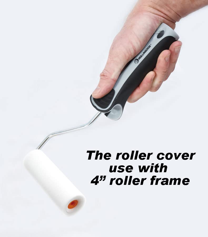 ROLLINGDOG 4 Inch Paint Roller Covers Mini Foam Roller Paint 4PCS | Concave Design High Density Foam Roller Refills for Smooth Even Painting - color: 4pc 4" Concave Roller