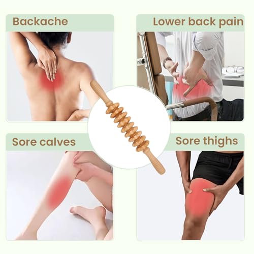 3Pcs Wooden Massage Tools, Massage Roller, Foot Roller for Plantar Fasciitis Relief, Roller for Muscles Deep Tissue Massage, Lymphatic Drainage Massager