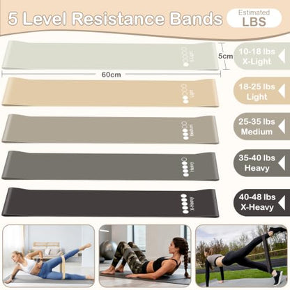 Hoedia Pilates Kit for Women, Pilates Equipment Ring and Ball Set - color: Nude