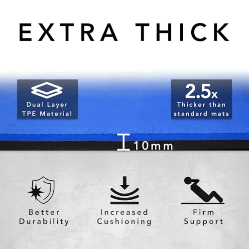 Large Workout Mat - 10mm Extra Thick Exercise Mat & Wide Yoga Mat, 72"x32" - color: Blue