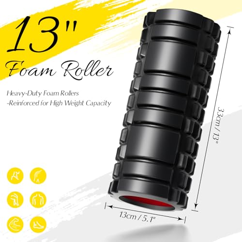 Foam Roller for Deep Tissue Massager Multi Density Massage Roller | Exercise Patented Roller for Muscle Massage & Myofascial Trigger Point Release Back Roller Improves Mobility, Pilates, Yoga - color: Black