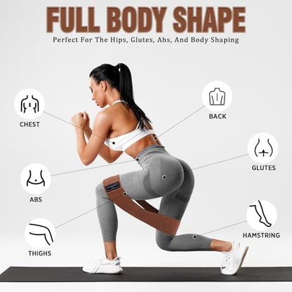 12 Pcs Fabric Resistance Bands for Working Out Non-Slip Booty Exercise Loop Bands for Women Men Glutes Hip Thigh Butt Yoga Pilates Fitness Gym, Light Medium Heavy - color: Dark Brown, style: Heavy Resistance