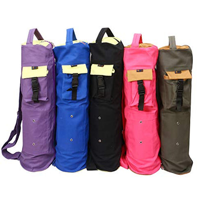 KD Yoga Mat Bag, Extra Large Cotton Canvas Tote, Adjustable Strap - M Green