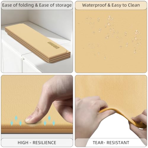 Yoga Mat Thick 10mm, Foldable Yoga Mat 75 x 26 x 0.4 Inches | Portable Workout Mat | Thick Cushioning Surface | Home Gym Exercise Mat | Pilates & Yoga Training - color: Orange