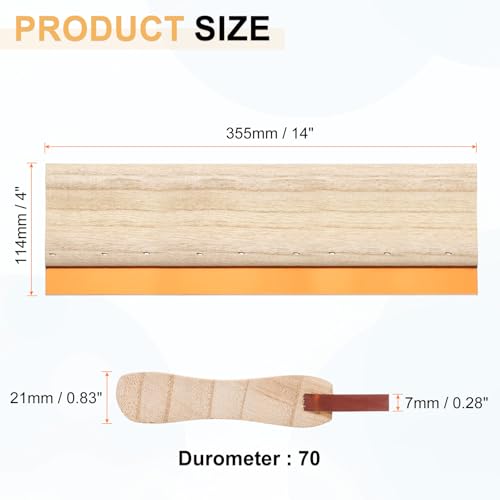 HARFINGTON Screen Printing Squeegee 14 Inch 70 Durometer Polyurethane Blade Wooden Handle Ink Scraper for Screen Printing Fabric Printmaking