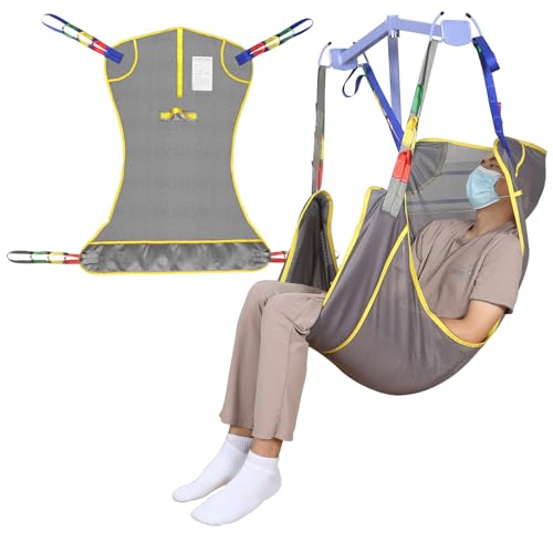 500lbs Mesh Full Body Sling for Lift - Patient Transfer Sling with Wide Pads for Elderly & Disabled,Compatible and Multi-Scene Transfer - color: Purple-gray, size: Medium