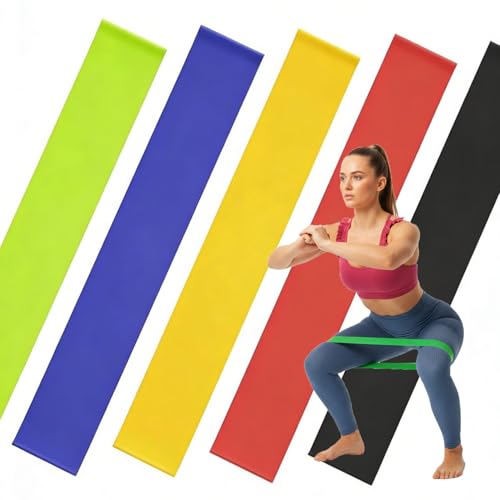 Resistance Bands Set of 5, Skin-Friendly Exercise Loop Bands for Legs and Glutes, Elastic Workout for Home Gym Fitness, Yoga, Pilates, Strength Training & Physical Therapy - color: Multicolor