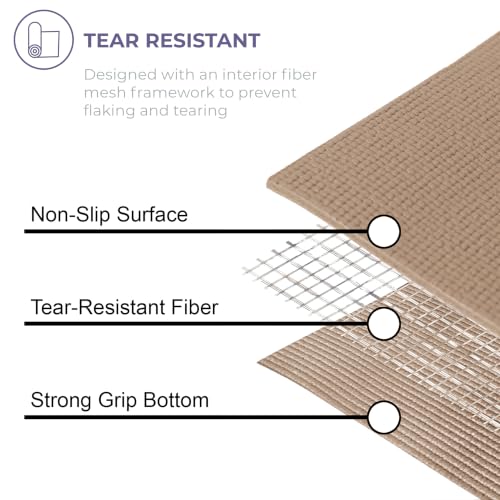 Ascend 6mm Thick Yoga Mat Roll, 50ft x 24in - color: Mocha