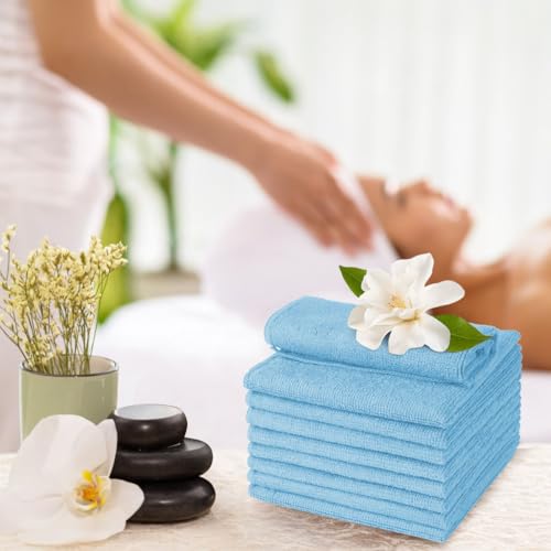 UNIMADE Washcloths Bulk 100 Pack Face Towels, Highly Soft Wash Cloths | Hand Towels, Fast Drying Multi-Purpose Microfiber Cleansing Cloths for Bathroom, Hotel, Spa, and Salon Blue (12" x 12") - color: Blue, size: 100Pack