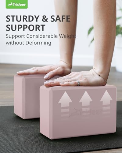 Trideer Yoga Blocks 2 Pack, Soft Non-Slip Foam Blocks with Beveled Edges for Alignment and Stretching in Yoga, Pilates, and Dance - Supportive, Lightweight, Odor Resistant, Latex-Free - color: Cherry Blossom-2 Pack