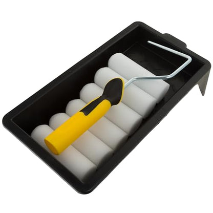 Coral 43401 Easy Coater Paint Mini Roller Kit - Includes 8 pcs (6 Covers) High-Density Foam Cover for Gloss Roller Kit - Ultimate Paint Roller Set for House Painting - Ideal Wall Painting Kit - size: 4" Mini - 8PC (Gloss), style: Mini-Roller Set