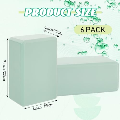 Wettarn 6 Pack Yoga Blocks 9 x 6 x 4 Inch EVA Foam, Lightweight | Non Slip, Yoga Props Accessories for Pilates, Stretching and Meditation - color: Mint Green