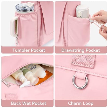 WLLWOO Thick Yoga Mat Bag Women Gym Tote Breathable Mesh Holder Wet Pocket - color: Pink