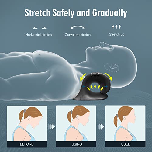 ComfortLife Neck Stretcher for Pain Relief, Neck and Shoulder Relaxer Cervical Traction Device Pillow for Muscle Relax and TMJ Pain Relief(Black) - color: Black