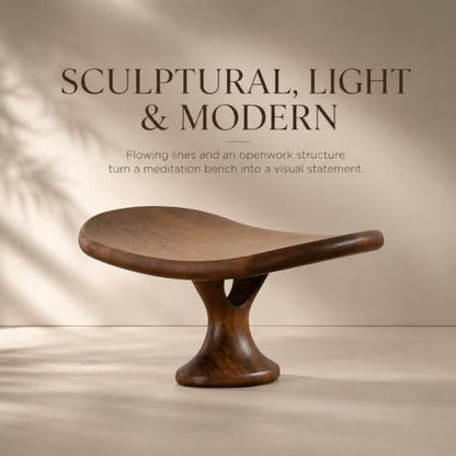 Seiza stool，Kneeling stool for meditation，Single Pedestal Meditation Stool for Ankle Space, Solid Ash Wood Ergonomic Seiza Chair for Yoga & Zen, Posture Support Seat, No Assembly Meditation Bench