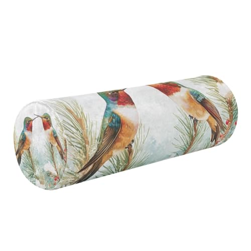 Cartoon Hummingbirds and Pine Tree Neck Roll Pillow Bolster Round Health Memory Foam Long Cervical Cylinder Pillows with Removable Washable Cover for Body Bed Legs Back Yoga - color: Cartoon Hummingbirds and Pine Tree