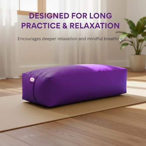 Rectangular Cotton Yoga Bolster, Yoga Pillow, Yoga Cushion, Yin yoga Bolster, Iyengar yoga bolster - color: Purple