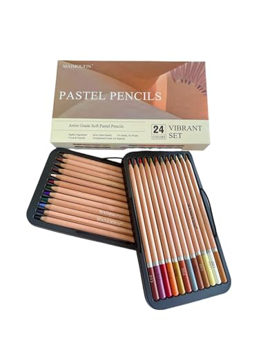 12-Pack Earth Tone Square Soft Pastels&24 Colors Soft Pastel Pencils