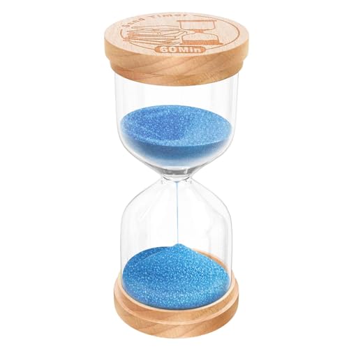 60 Minute Sand Timer Hourglass, Beech Wood Hourglass Sand Clock, Small Blue Wooden 60 Min Hour Glass, 1 HourMinutes Sandglass, Reloj De Arenai, Classroom, Game, Kitchen, Home, Office, Decorative - color: Blue, size: 60 MIn