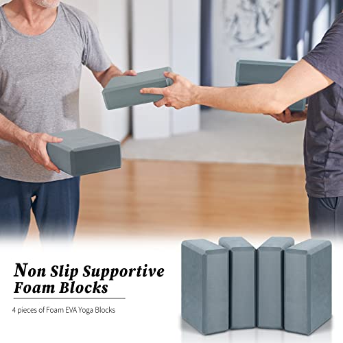 4 Pack Foam Yoga Blocks, Soft EVA Exercise Block Non Slip Grey