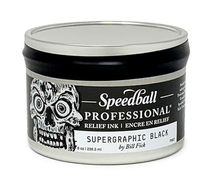 Speedball Professional Relief Ink Supergraphic Black 8OZ - color: Supergraphic Black, size: 8 fl oz