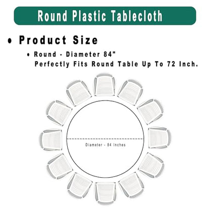 PARTY ULYJA Light Blue Plastic Tablecloths 2 Pack Disposable Table Covers 84 Inch Circle Baby Shower PEVA Sky Blue Table Cloths for Picnic Birthday Wedding Banquet Parties 6 ft Round Table Use - color: A01 Light Blue
