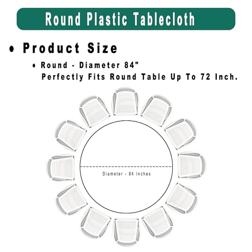 Blush Pink Plastic Tablecloths 2 Pack Light Peach Disposable Table Covers 84 Inch Circle Bridal Shower Party Tablecovers PEVA Table Cloths for Picnic Birthday Wedding Parties 6 ft Round Table Use - color: F00 Blush Pink