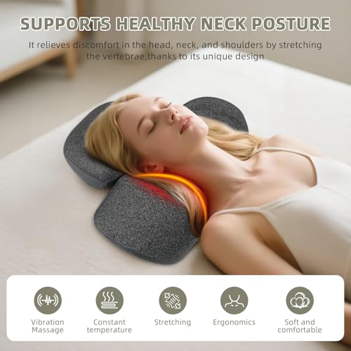 3-in-1 Neck Massage Pillow，Heat Therapy, Vibration and Traction